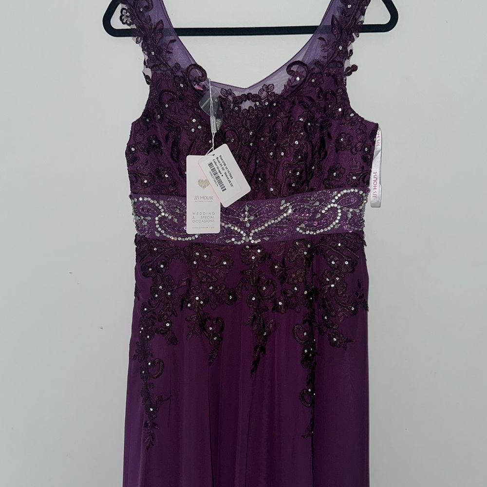JJs House Deep Purple Grape Maxi Chiffon Dress Evening Gown size 8 - Picture 6 of 10